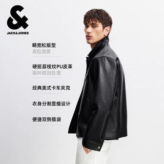 JACK&JONES/杰克琼斯 美式卡车PU夹克 男款翻领外套