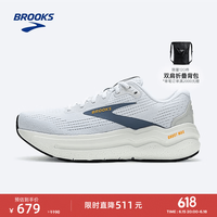 BROOKS Ghost Max2幽灵专业马拉松注氮跑鞋平衡支撑缓震男女跑步 白色/蓝/桔红 42