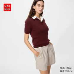 优衣库 女装麻棉短裤 深米色 XS 482170