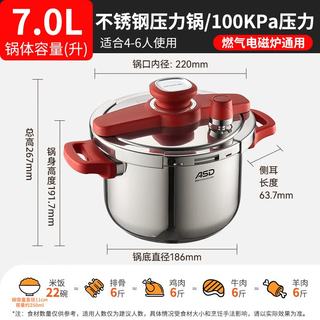 爱仕达 WJ3 单手开合 7.0L 304不锈钢高压锅