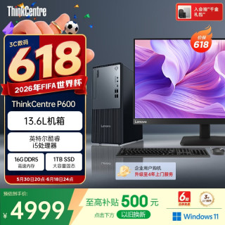 联想 ThinkCentre）P600 商用办公台式电脑台式机主机(酷睿i5-13420H 16G DDR5 1TB SSD win11)23.8英寸全套 国家补贴