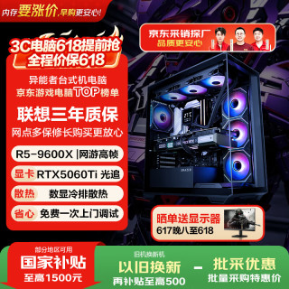 异能者游戏台式电脑海景房主机(R5-9600X 32G D5 1T RTX5060Ti)三角洲 国家补贴 无界系列