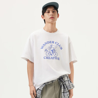 gxgjeans 男士印花圆领短袖T恤 白色 XL