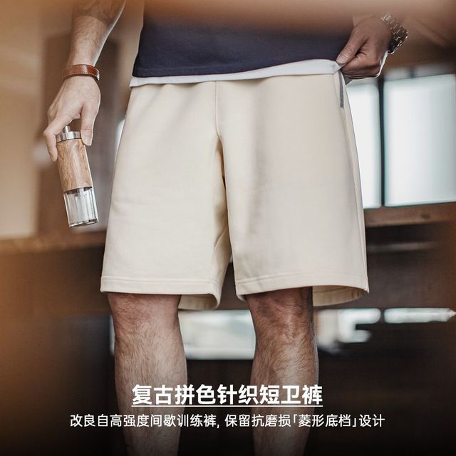 马登 工装 美式休闲重磅短裤棉阿美咔叽宽松直筒螺纹腰五分裤男夏