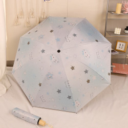 温诗欧 ins风渐变蓝猫咪晴雨伞