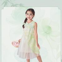 笛莎 新中式旗袍纱裙 女童连衣裙
