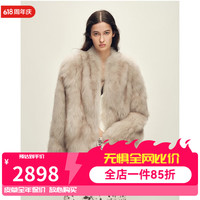 付智恩 时髦欧尼 时髦精致飘逸双色包裹感立领落肩小短款狐狸毛皮草外套