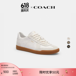 COACH ELLIS 运动鞋系带平底轻便轻奢休闲男鞋 亮白色