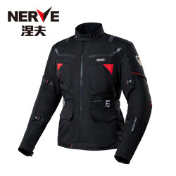 NERVE 涅夫 飓风 摩托车骑行服 男女防水四季拉力服 上衣 黑/红 M