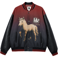 杰克·琼斯（JACK&JONES）男装春季马年新年款数码印花毛圈刺绣棒球服棉服棉衣226109007 F16红色 2XL （190）