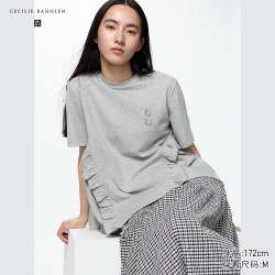 优衣库 488087 荷叶边设计 灰色 XL 女士T恤
