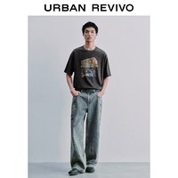 URBAN REVIVO UR2026 水洗刺绣直筒牛仔裤 蓝色 29