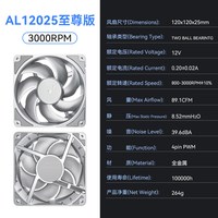 仕贝德散热博士AL12025至尊版全金属机箱台式电脑12V静音散热风扇