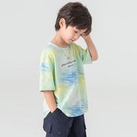 多多家 男童满印T恤夏季美式扎染休闲纯棉短袖