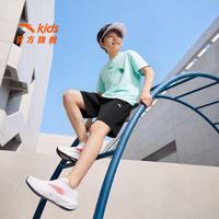 安踏 5711-3 速干凉感 冰块蓝T恤+黑色五分裤 165cm 男童套装