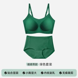 猫人 女士文胸内衣内裤2件套夏季无痕无钢圈聚拢无尺码美背M （文胸+内裤）