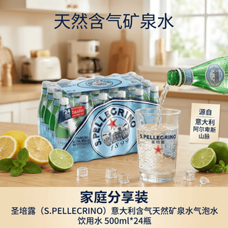 圣培露 意大利含气天然矿泉水 500ml*24瓶