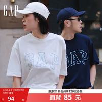 Gap 纯棉logo字母宽松短袖T恤 白色 XL