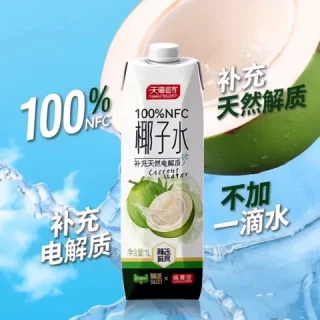 爆卖补货、今日必买：佳果源 100%NFC椰子水 1L*6瓶