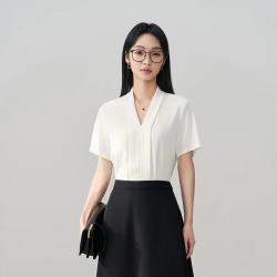 伯德小姐 Bird Miss 伯德小姐 女士职业通勤雪纺短袖衬衫