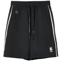 JACK&JONES 226215009 NBA联名抽绳开叉 纯黑色 M(175) 男士短裤