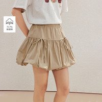 茵曼 蝴蝶结花苞半身裙2026夏季女装新款松紧高腰A字压褶蓬蓬裙