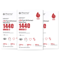 Phatma 1440mg深海鱼油Omega3高吸收备考护心脑保健品 日常保养首选 30粒*3盒