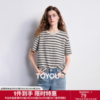 初语 重工 女士T恤 杏黑条纹 M