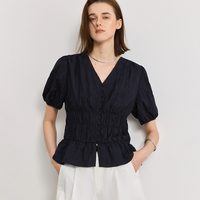 移动端：LILY 女士法式浪漫V领泡泡袖衬衫 1262P9C4981