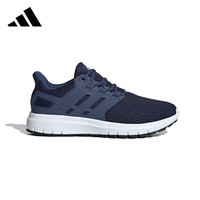 adidas 男鞋夏季运动鞋网面透气轻便减震休闲跑步鞋 42码uk8码 蓝/白
