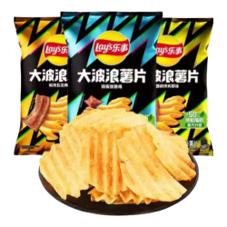 乐事 大波浪薯片40g办公室休闲膨化零食品大礼包 香脆烤鸡翅味40g*3袋