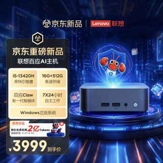 联想 百应AI主机mini 100 内置百应Claw迷你主机台式电脑台式机(13代i5-13420H 16G 512G SSD win11)