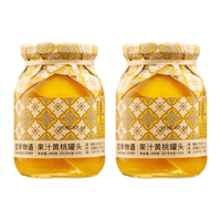 应季物语 罐头水果罐头黄桃罐头390g*2罐 新鲜果肉玻璃瓶即食果汁罐头整箱