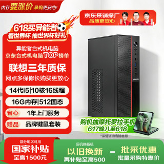 异能者联想投资品牌  商务办公台式机电脑主机 (14代i5-14450HX 16G 512G WIFI)国家补贴 商启系列