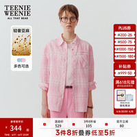TEENIE WEENIE 小熊 26夏季新款法式亚麻+棉衬衫格子外套