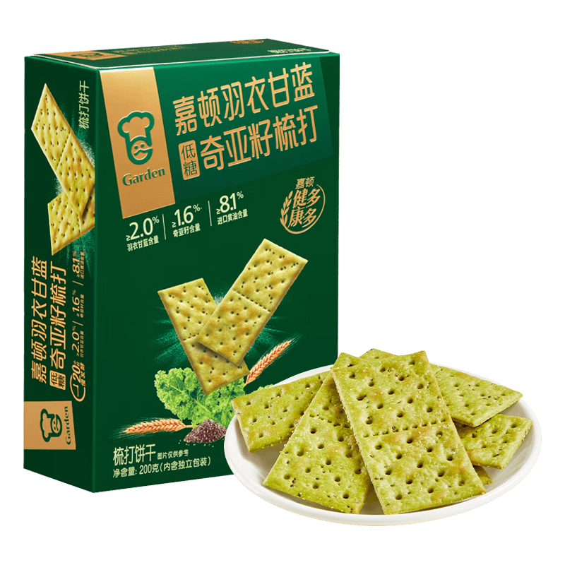 嘉顿 羽衣甘蓝奇亚籽梳打饼干 200g