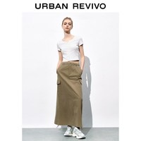 URBAN REVIVO 夏季休闲简约百搭纽扣修身短袖T恤 本白 M
