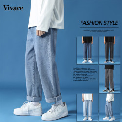 Vivace 高品质男士棉质宽松直筒牛仔裤