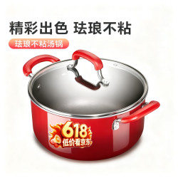 爱仕达 汤锅珐琅不粘汤锅加厚不粘锅家用燃气灶适明火专用大容量 22cm  汤锅