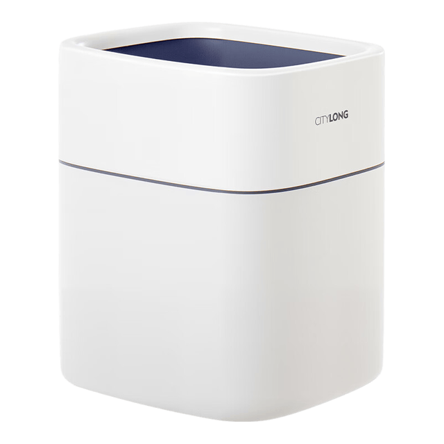 禧天龙 客厅垃圾桶11L无盖大号办公室家用厨房卫生间 白色 1个装
