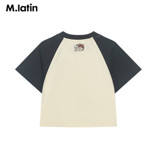 M.Latin/马拉丁 女童撞色印花短款T恤 黑色 110cm