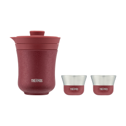 THERMOS 膳魔师 TCMU 304不锈钢保温茶壶茶杯套装 砖红