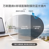 万新 近视眼镜 1026KY-C1 亮黑色 1.56折射率 变灰防蓝光非球面镜片