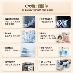 海尔 洗衣机全自动10KG/12KG波轮洗衣机12KG超净洗+纳米微泡净+智洗 波轮