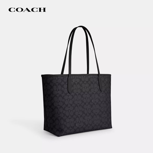COACH CITY33 电脑托特包 木炭灰色