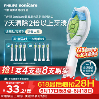 飞利浦 PHILIPS W2亮白型电动牙刷头 4支装