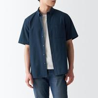 無印良品 MUJI 无印良品 男式 水洗牛津纽扣领短袖衬衫 衬衣外套纯棉全棉夏季