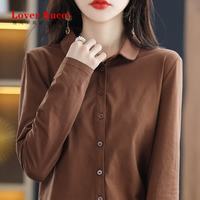LOVER RUCCI 焦糖色丝光棉长袖Polo领女士T恤 2XL