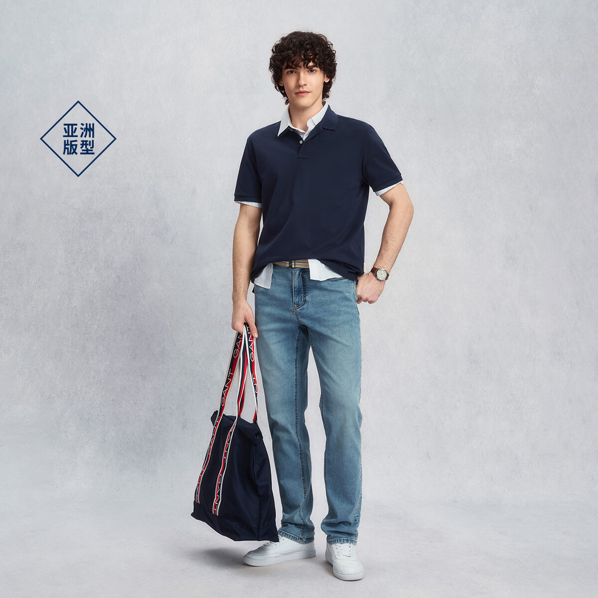 GANT/甘特 2025春夏男士POLO衫 100%棉 翻领短袖 米色 L