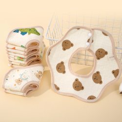 江南猫 围嘴婴幼儿纯棉纱布口水巾新生儿宝宝防水防吐奶垫超软围兜春夏 2条装